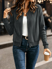 Louisa Bennington | Ribbed Zip-Up Cardigan For Women