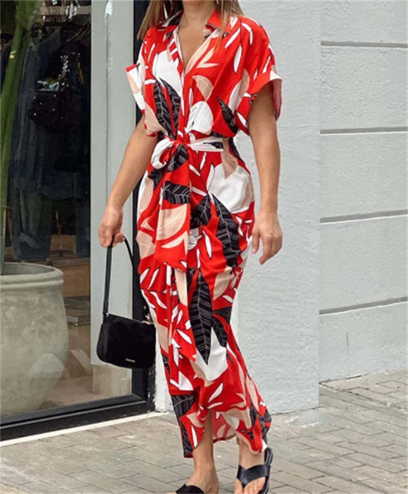 Greta Bellavance | Abstract Print Midi Shirt Dress For Women