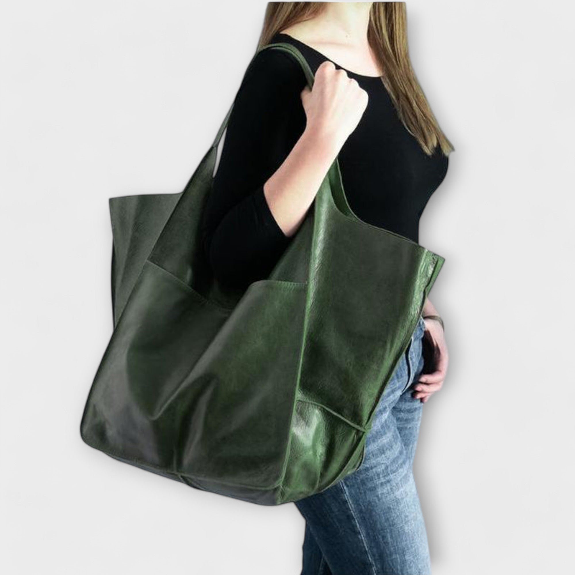 Cordelia Ashworth | Spacious Black Faux Leather Tote Bag