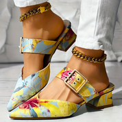 Liana Morveux | Abstract Print Block Heel Pumps For Women