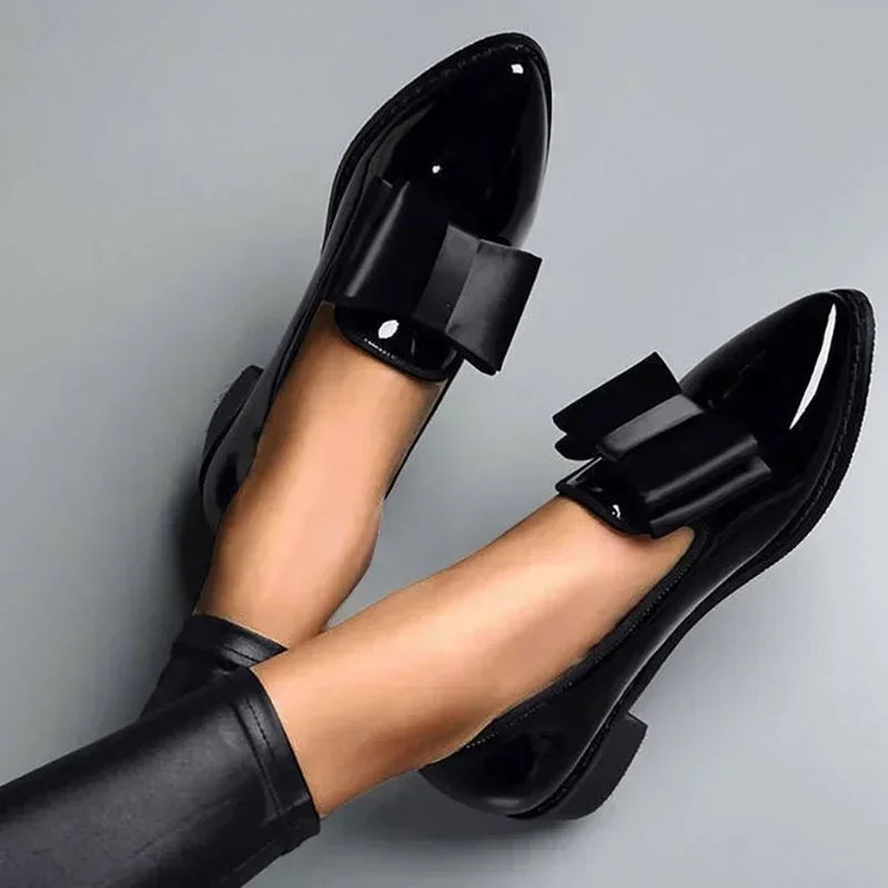 Roselyn Fontclair | Patent Bow Loafer Flats For Women