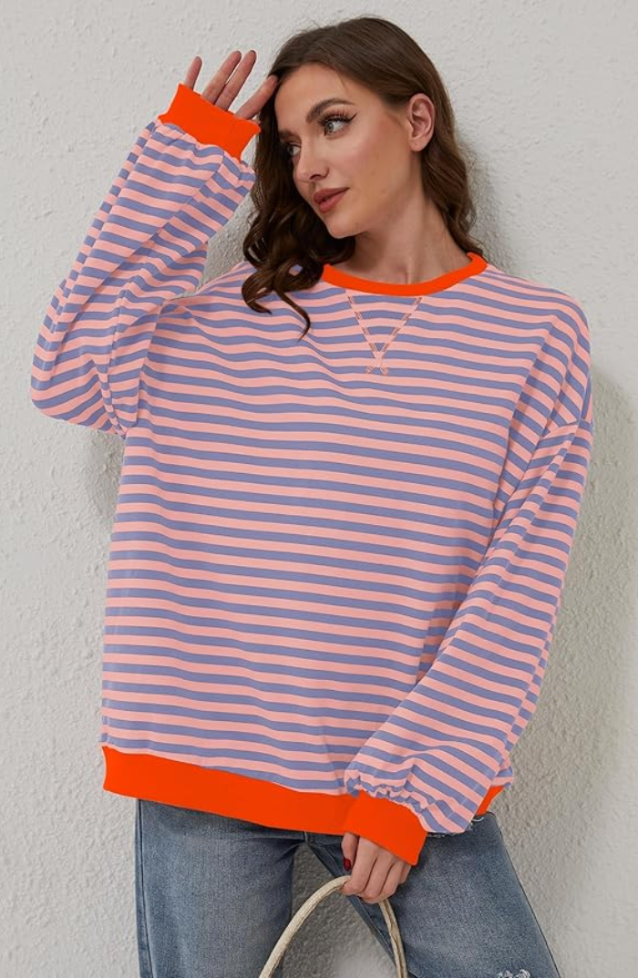 Isolde Bergerac | Striped Round-Neck Pullover For Women