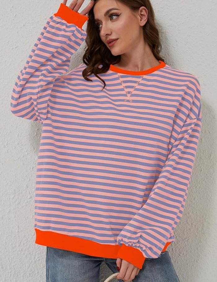 Isolde Bergerac | Striped Round-Neck Pullover For Women