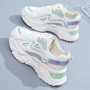 Celine Vossworth | White Holographic Chunky Platform Sneakers For Women