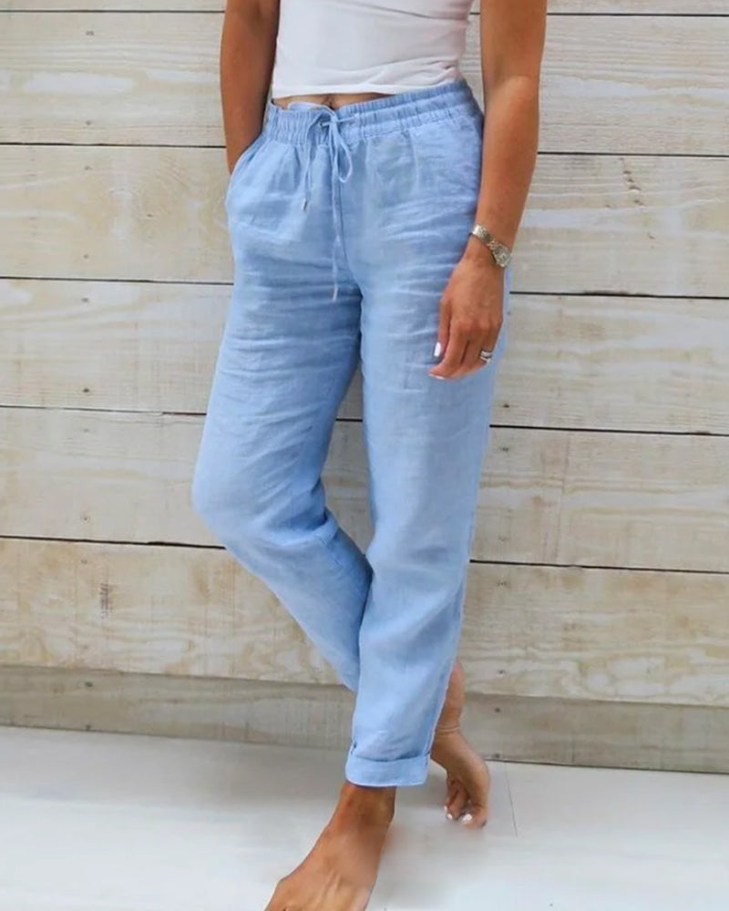 Claudette Vaubert | Light Blue Cotton Drawstring Trousers