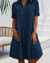 Clarissa Wyndmere | Lightweight Denim-Look Shirt Dress