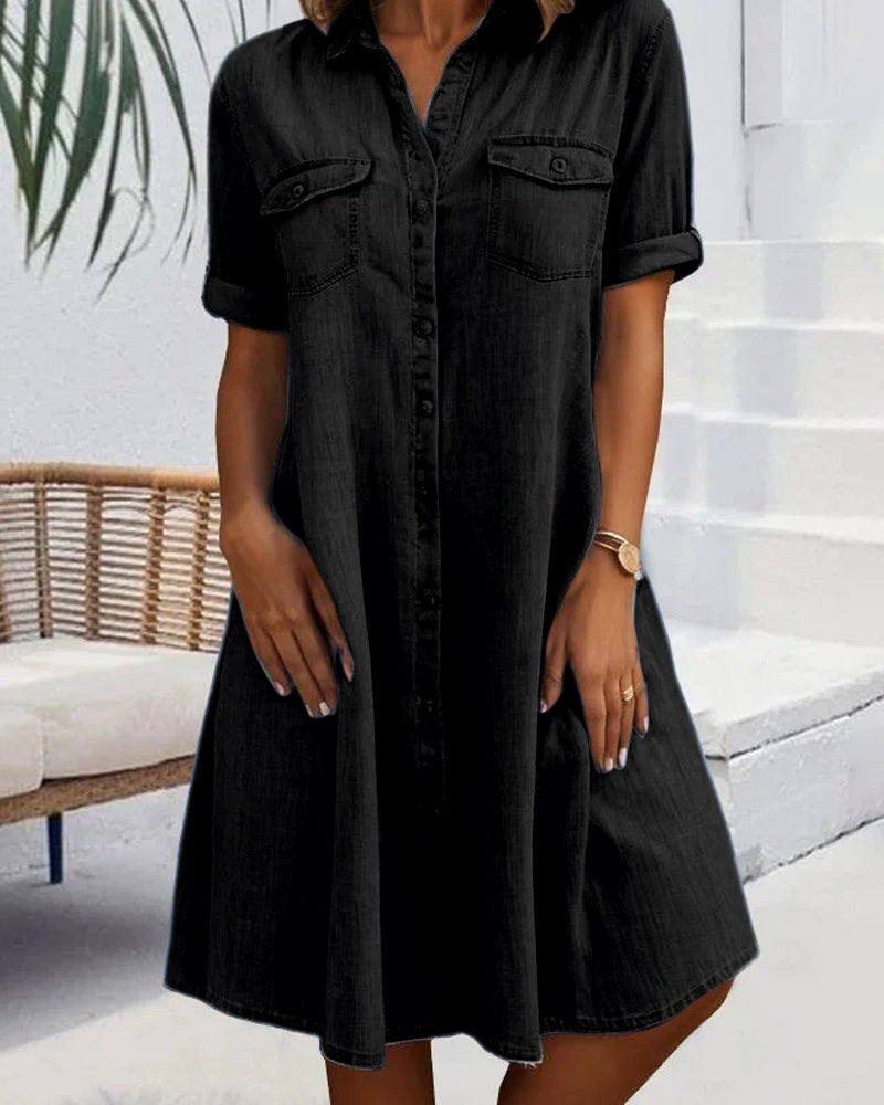 Clarissa Wyndmere | Lightweight Denim-Look Shirt Dress