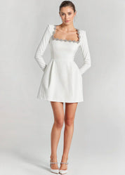 Margaux Delacourt | Velvet Cocktail Dress With Crystal Neckline