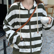 Florence Delacourt | Striped Zip-Up Hoodie For Women