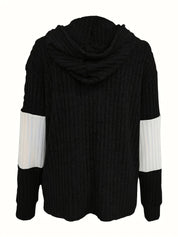 Charlotte Devereaux | Textured Colour-Block Hooded Jacket For Women