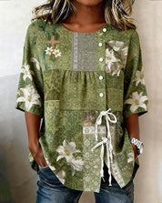 Marlena Whitcroft | USA Patriotic Print Short-Sleeve Top For Women