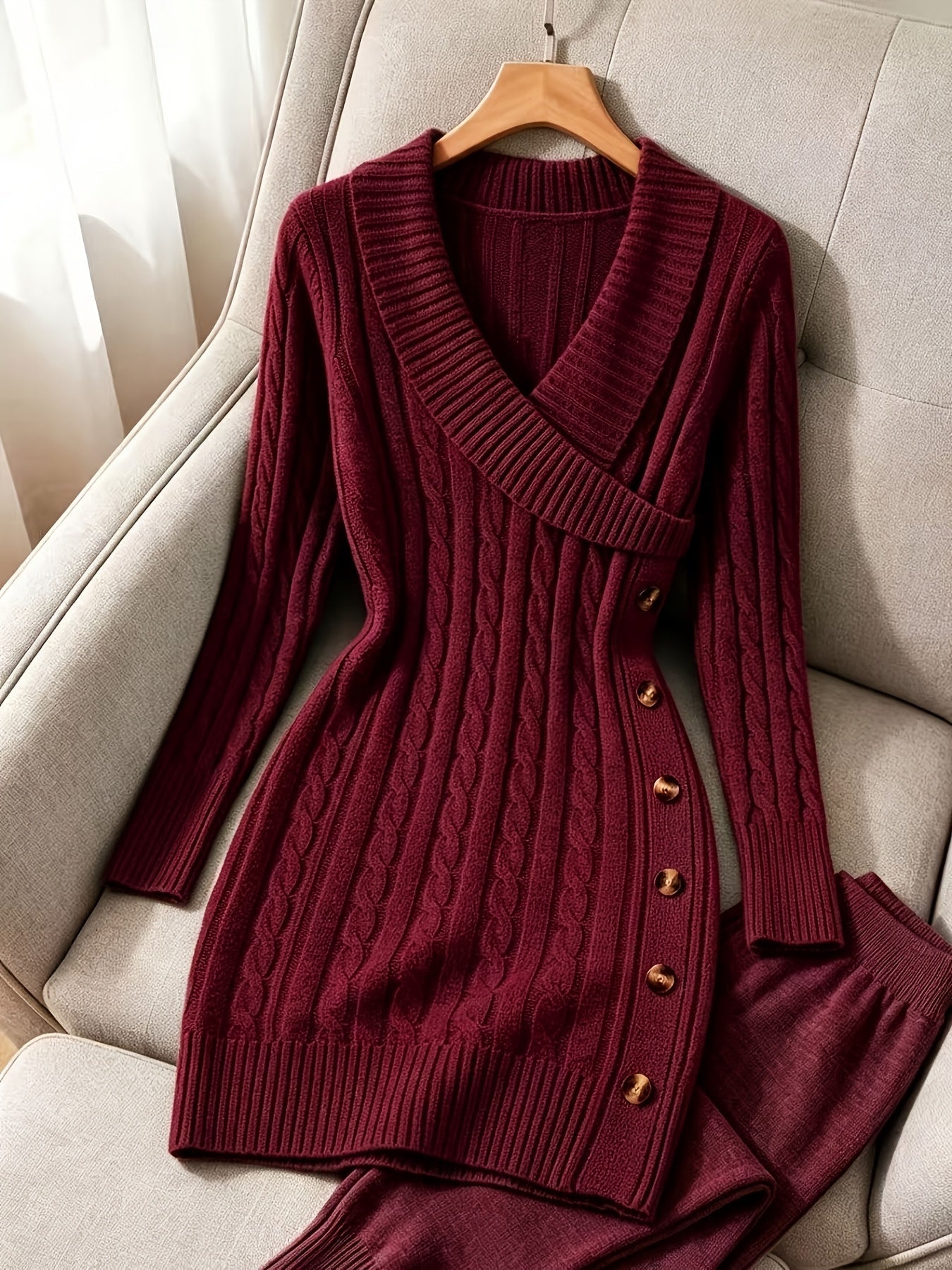 Helena Fontblanc | Cable-Knit V-Neck Mini Dress