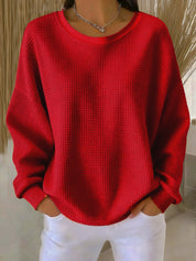Nadia Brennan | Waffle Knit Oversized Pullover Sweatshirt For Women