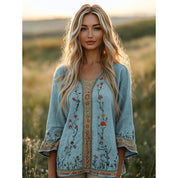 Felicity Boudreau | 3D Floral Bohemian Long-Sleeve Top For Women