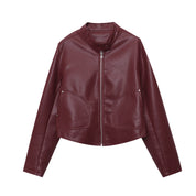 Elodie Marchand | Stand Collar Leather Jacket For Women