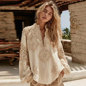 Aurora Delvigne | Rose-Embroidered Bohemian Blouse For Women