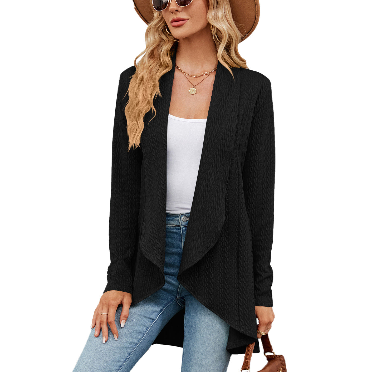 Marielle Fontenot | Cable-Knit Open Cardigan For Women