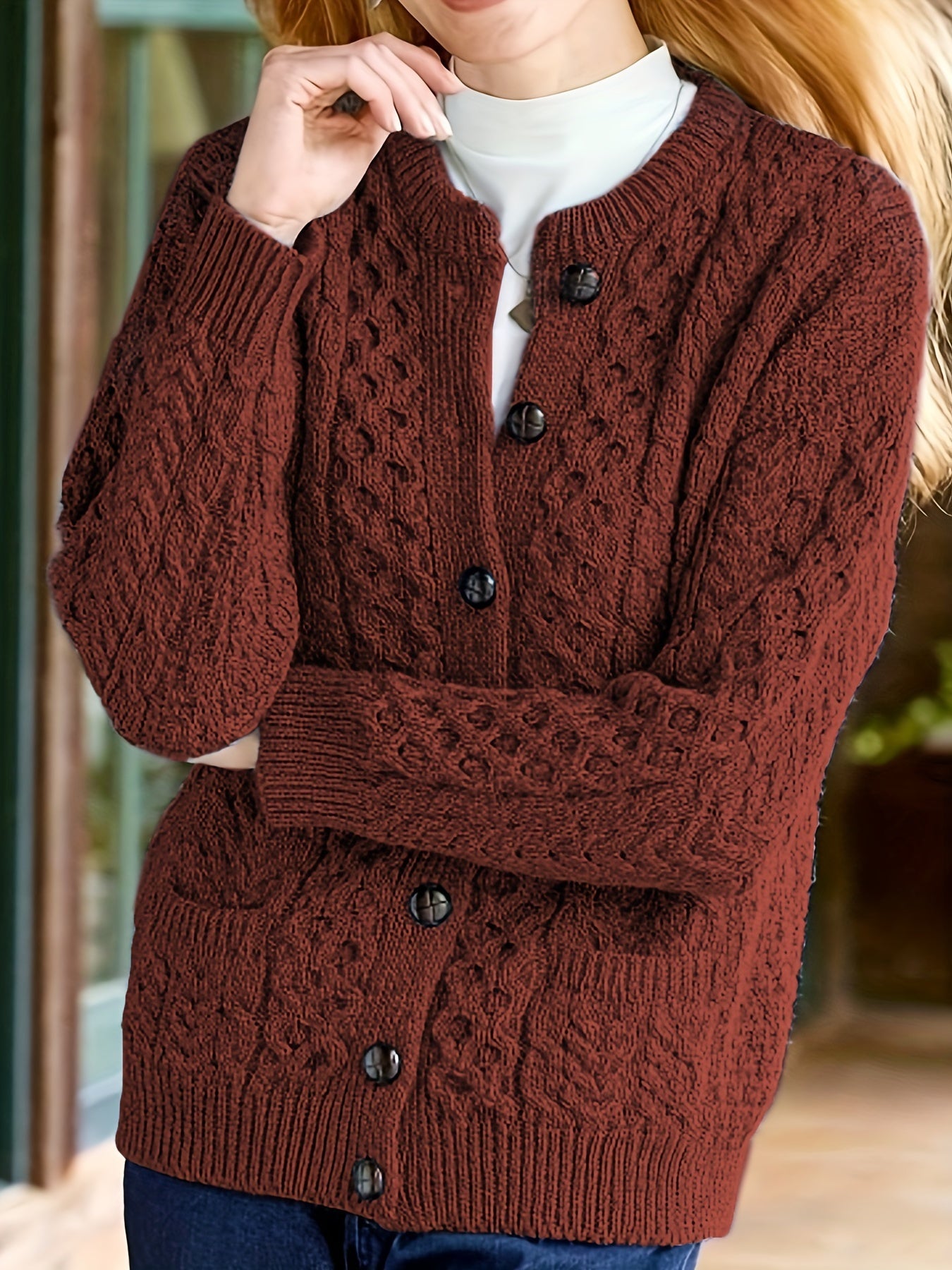 Amara Delfino | Textured Button-Front Cardigan For Women