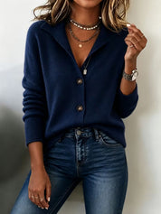 Coralee Whitford | Stand Collar Button Cardigan For Women