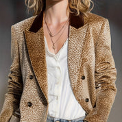 Kay Gilcroft | Leopard Print Double-Breasted Blazer For Women