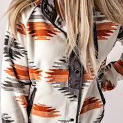 Rosalie Kingston | Aztec Print Fleece Jacket With Snap-Front Closure