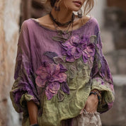 Felicity Boudreau | 3D Floral Bohemian Long-Sleeve Top For Women