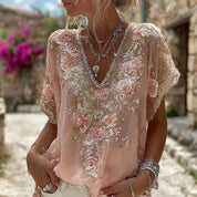 Giselle Marchetti | Floral Embroidered Boho Blouse For Women