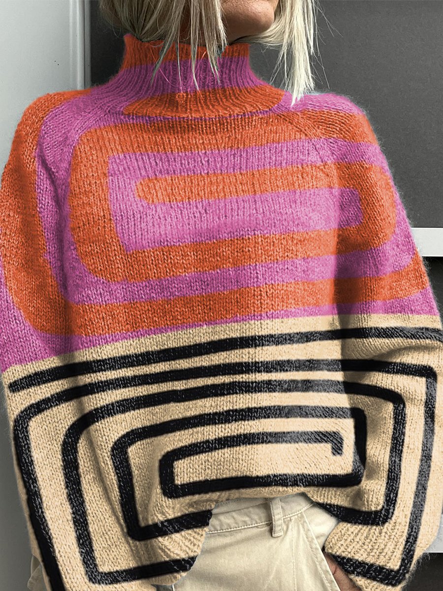 Anais Delorme | Abstract Print Turtleneck Sweater For Women