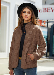 Isabeau Renard | Checkerboard Plush Teddy Jacket For Women