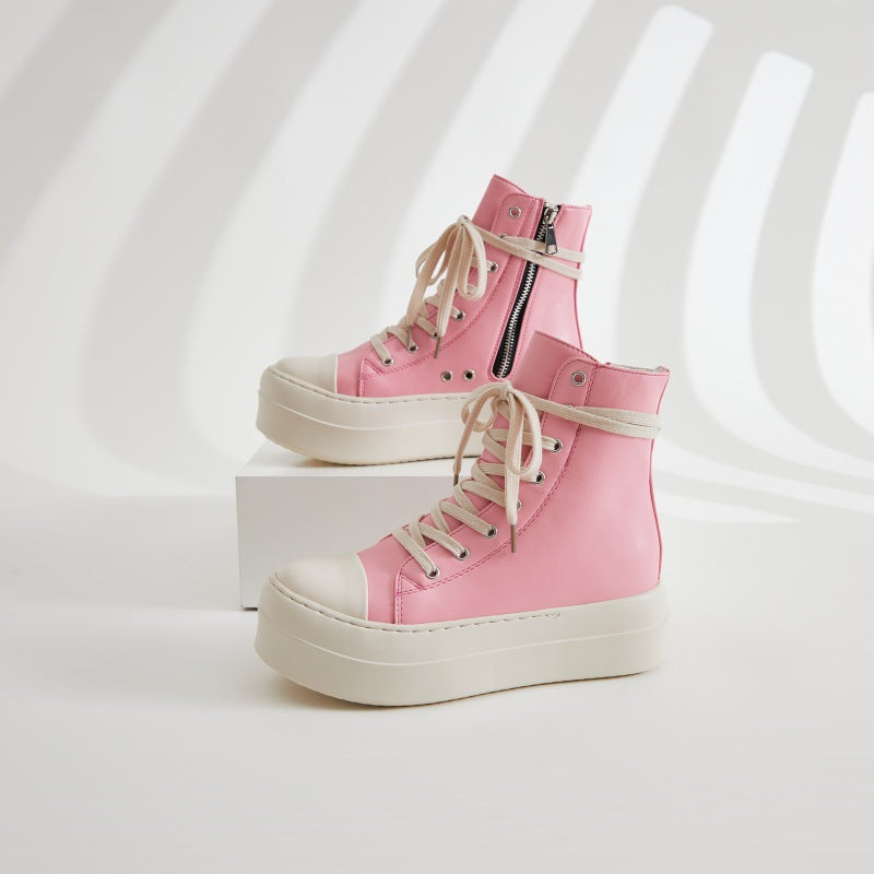 Juliette Savary | Pink Platform High-Top Sneaker Boots For Women