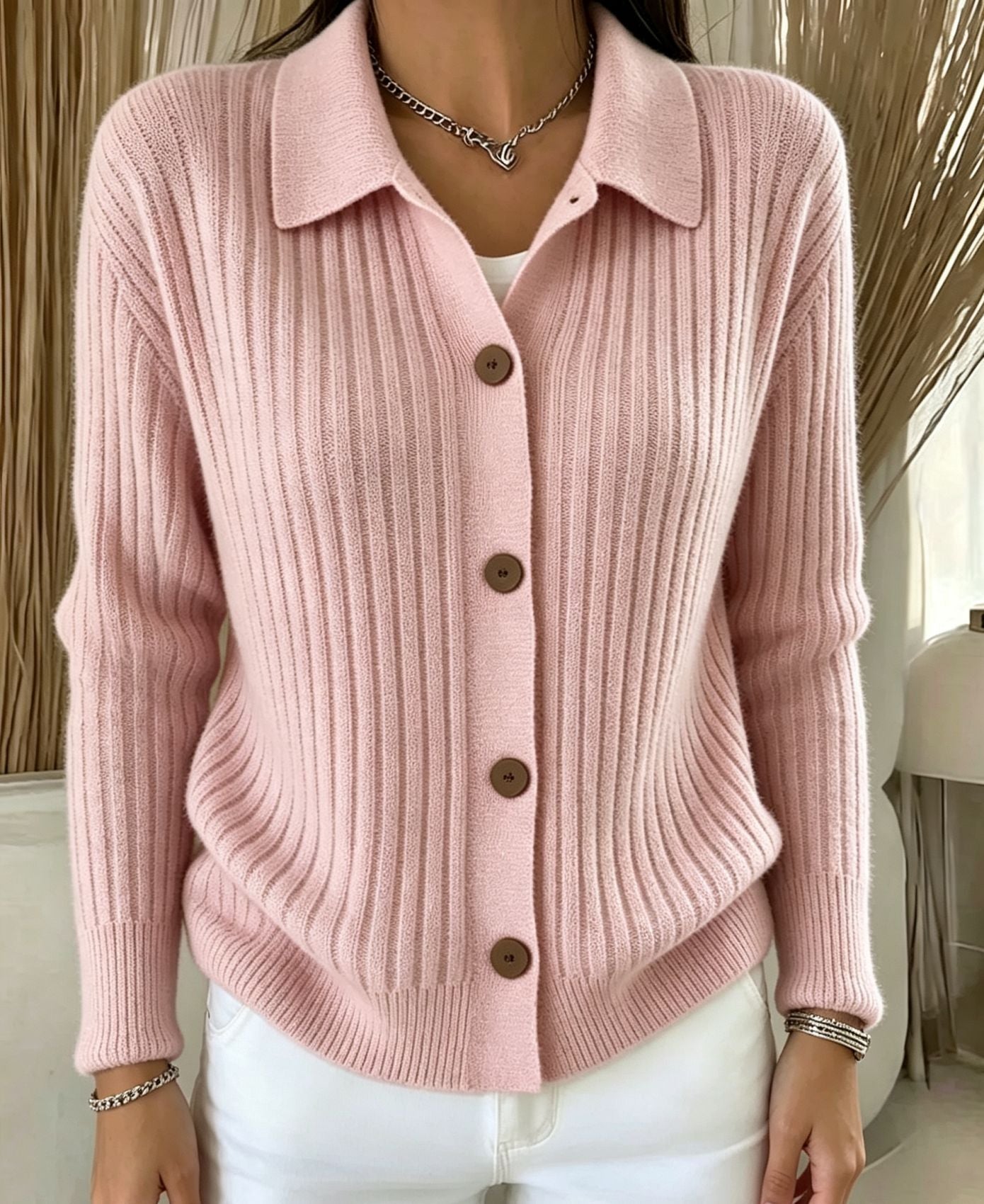 Isabella Moreau | Ribbed Knit Sweater Cardigan For Women