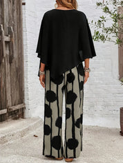 Odessa Fairverne | Women's Batwing Top & Wide Leg Print Pants Set
