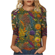 Isadora Winslow | 3D Floral Print Round Neck Top For Women