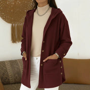 Éloise Cartier | Hooded Corduroy Midi Jacket For Women