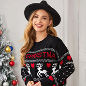 Tinsel | Reindeer Heart Print Christmas Sweater For Women