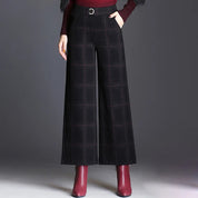 Noemi Castellucci | High-Waisted Plaid Trousers With Belt Buckle For Women