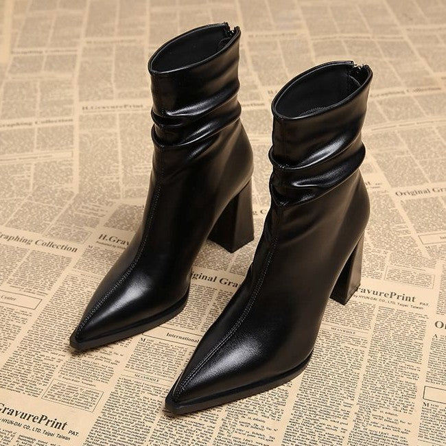 Coralie Duchamp | Pointed Toe Ankle Boots With Chunky Heel For Women