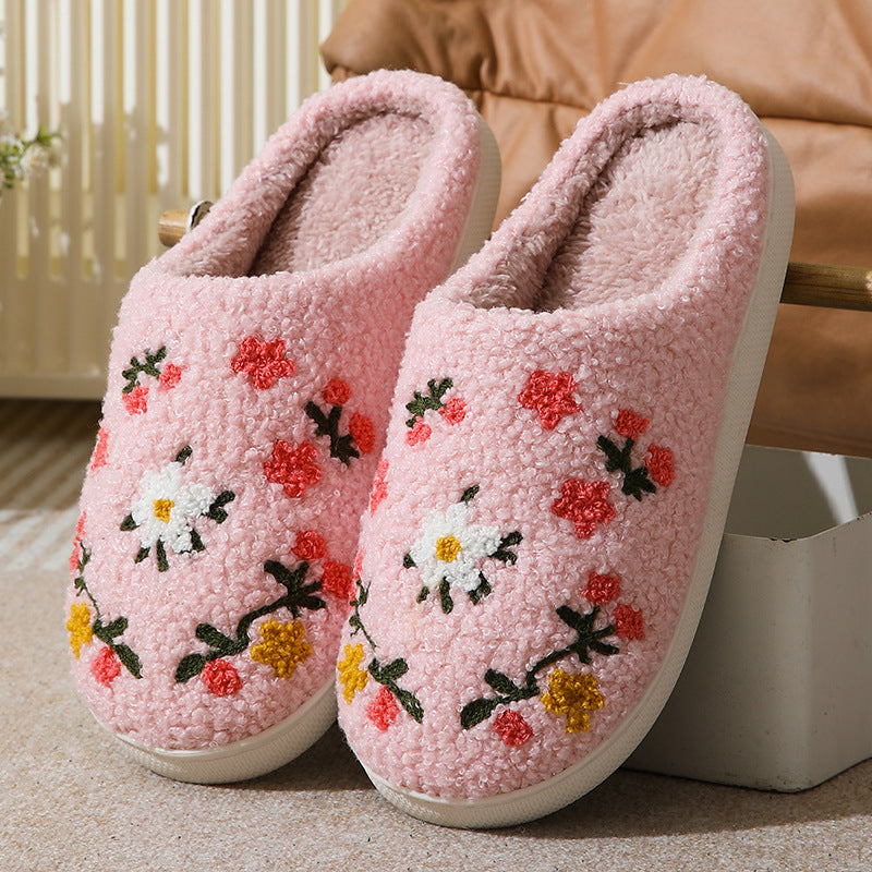 Colette Danvers | Floral Fleece House Slippers For Women