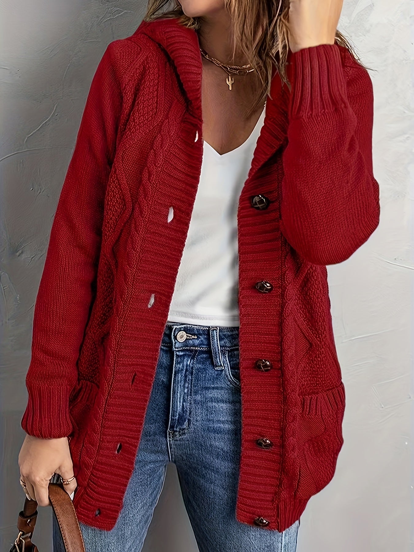 Rosalind Kingsley | Cozy Hooded Button Sweater For Women