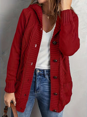 Rosalind Kingsley | Cozy Hooded Button Sweater For Women