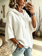 Bridget Calloway | Oversized Fleece Hoodie With 3/4 Sleeves For Women