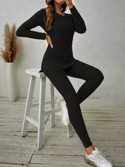 Celine Aubert | Ribbed Knit Two-Piece Lounge Set For Women