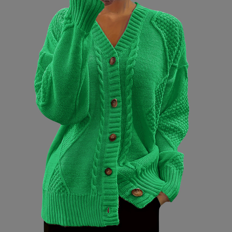 Clara Bennington | Cable-Knit Button-Front Cardigan For Women