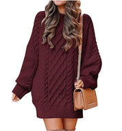Eleanora Vance | Cable Knit Mini Sweater Dress For Women