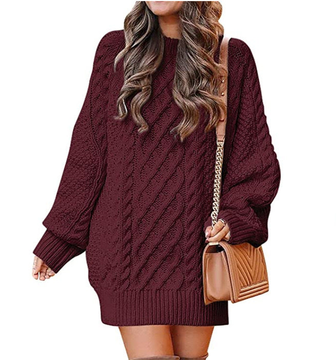 Eleanora Vance | Cable Knit Mini Sweater Dress For Women