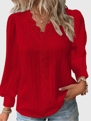 Céleste Fontaine | Yellow Lace Trim V-Neck Pullover Blouse