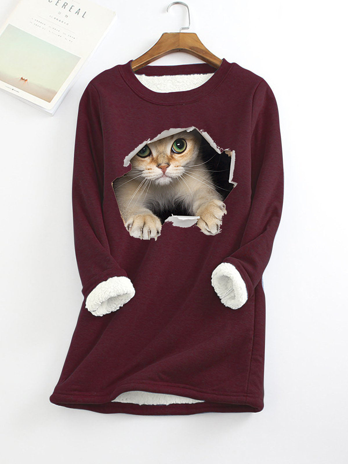 Lucille Armand | Cat Print Fleece-Lined Sweatshirt For Women