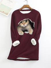 Lucille Armand | Cat Print Fleece-Lined Sweatshirt For Women