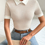 Noelle Duvall | Contrast Collar Knit Sweater For Women