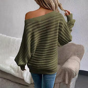 Colombe Vantoux | Off-Shoulder Ribbed Knit Sweater For Women